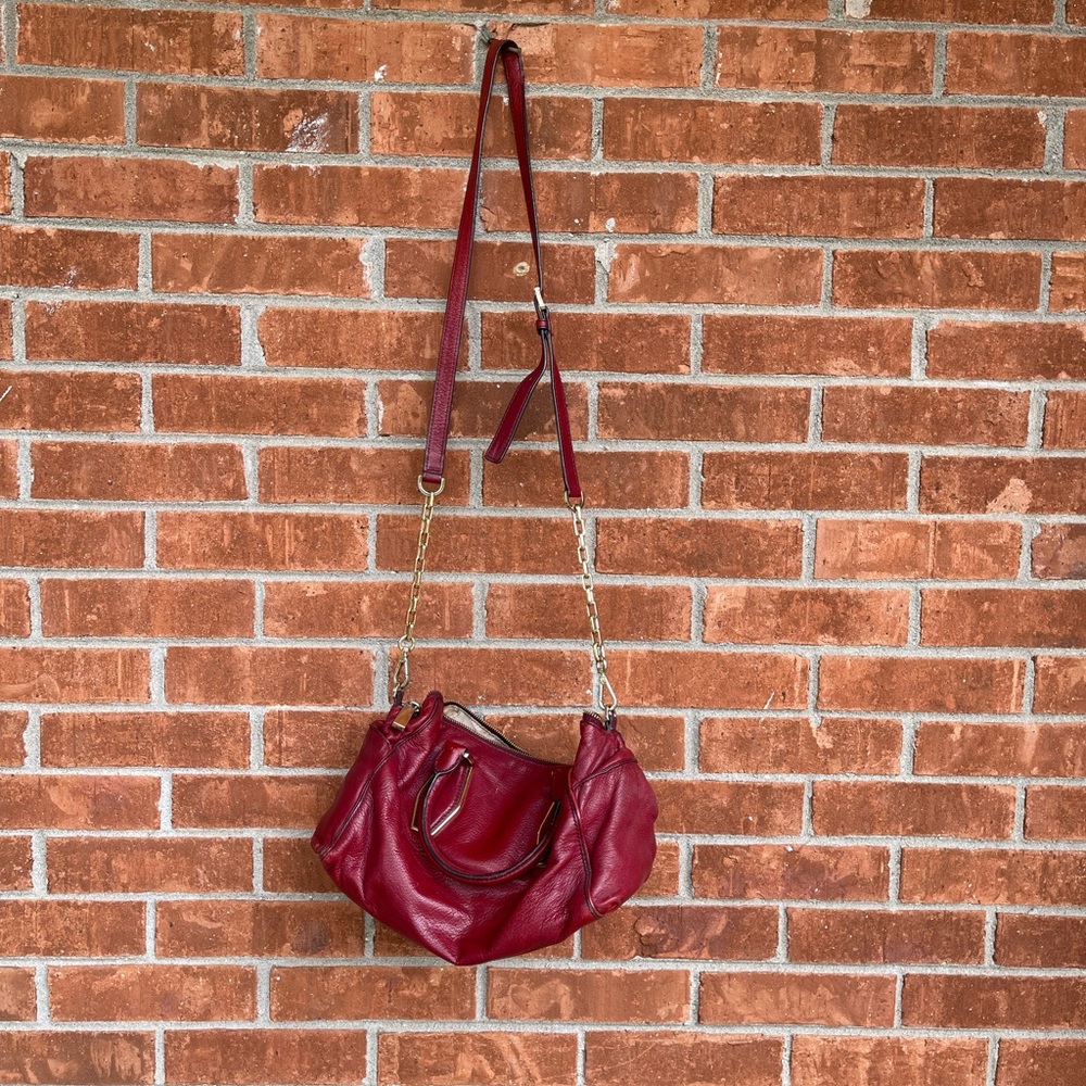3/$12 Burgundy Michael Kors Leather Purse with Gold Hardware - Used - Picture 6 of 13